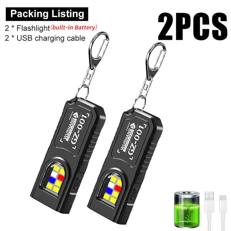 Outdoor Camping Glamping - Multifunctional Keychain Flashlight USB Rechargeable Mini