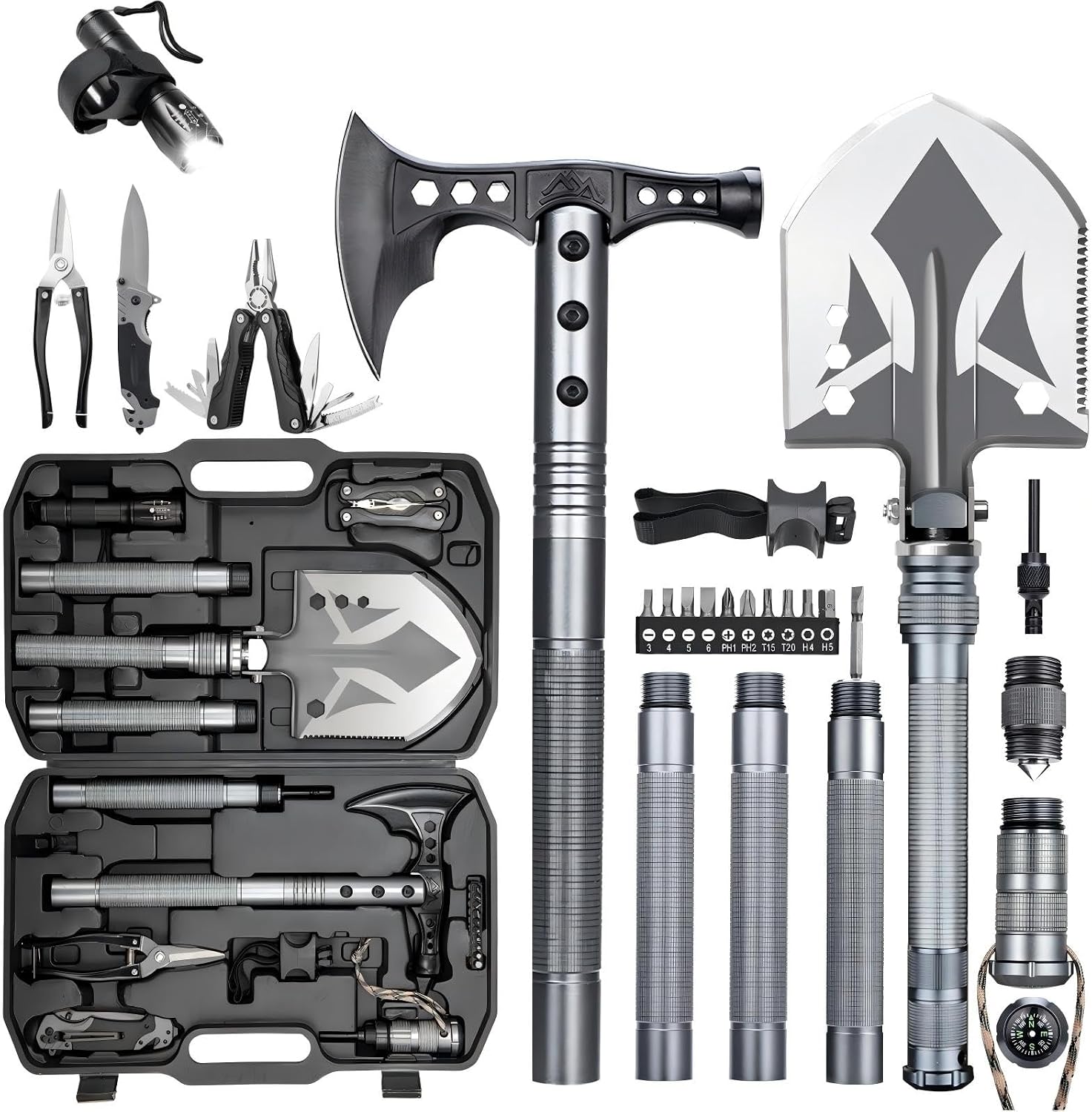 Camp Axe Hatchet - Multifunctional Folding Tactical Shovel Hatchet Combo