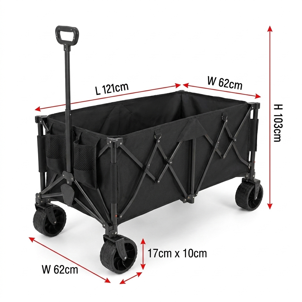 Outdoor Camping Set - Custom Heavy-Duty Folding Wagon Cart with