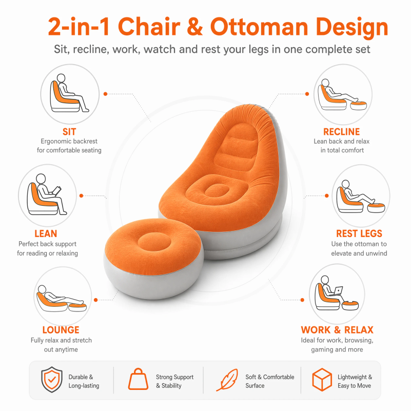 Flocking Inflatable Lazy Sofa  - Outdoor Indoor Camping 评论和价格
