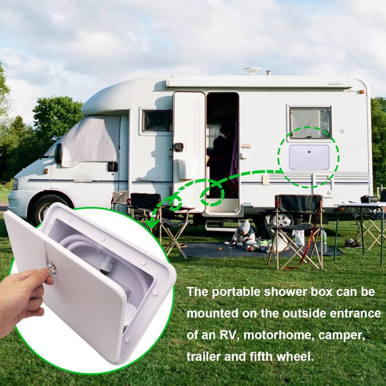 RV Exterior Shower Box Compact - Outdoor Camping Set 评论和价格