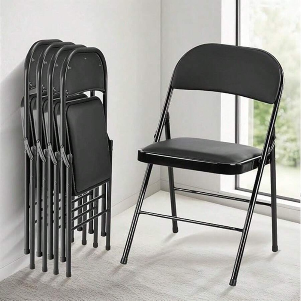 Folding Chair 4 Pack Leather P - Outdoor Indoor Camping 评论和价格
