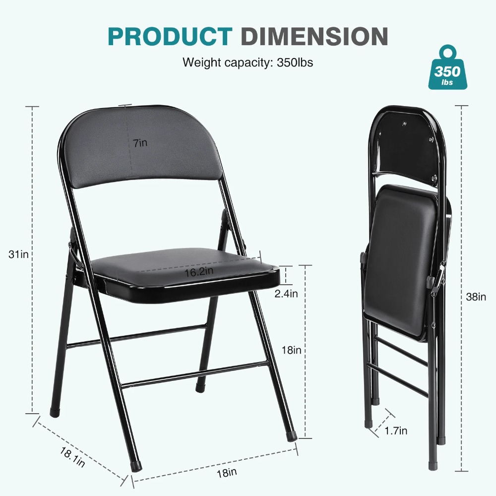 Folding Chair 4 Pack Leather P - Outdoor Indoor Camping 评论和价格