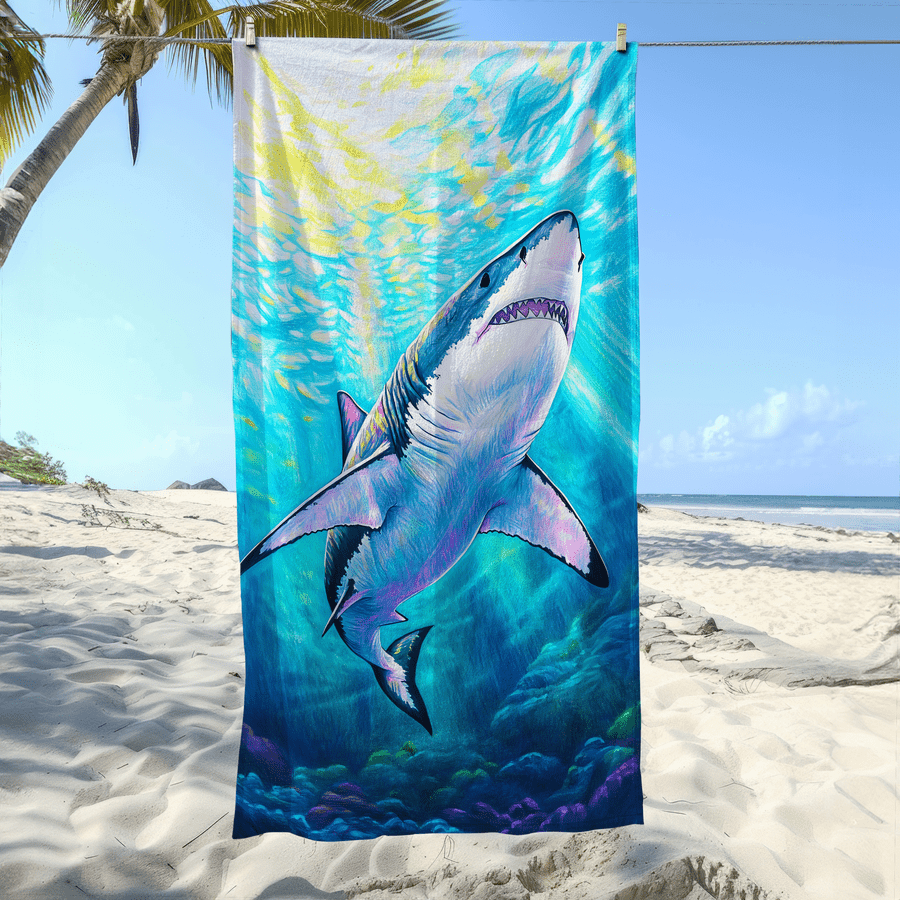 1pc Shark Pattern Sand-Proof M - Camp Towel Microfiber 评论和价格