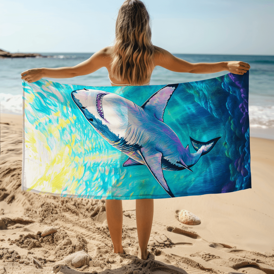 1pc Shark Pattern Sand-Proof M - Camp Towel Microfiber 评论和价格