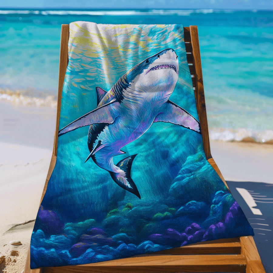 1pc Shark Pattern Sand-Proof M - Camp Towel Microfiber 评论和价格