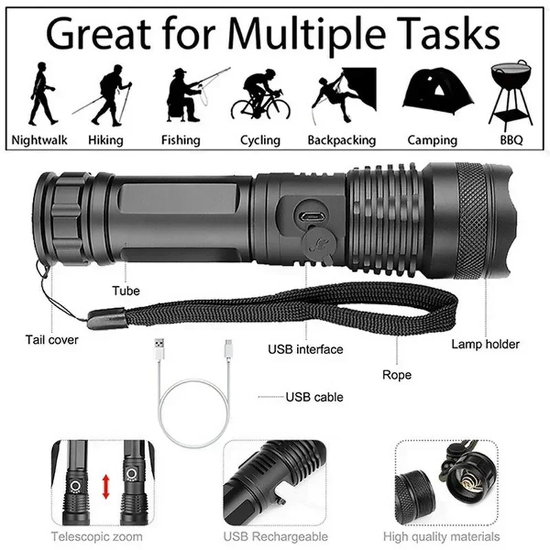 High Power XHP70 Led Flashligh - Outdoor Camping Glamping 评论和价格